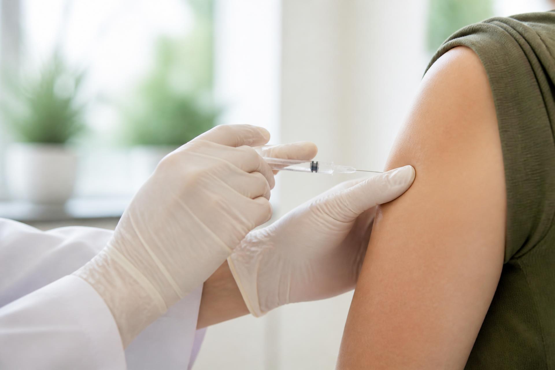 Close-up of an allergy immunotherapy injection being administered without faces visible